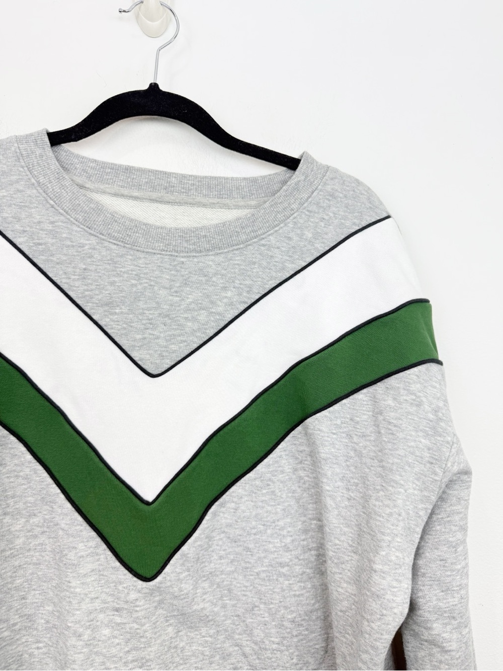 Maeve By Anthropologie Varsity Chevron Sweatshirt Gray Green Size Large - Picture 2 of 5